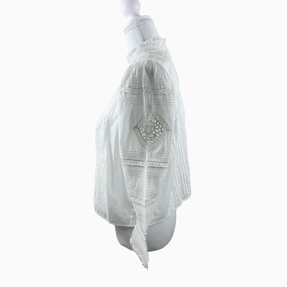 Doen Amaya crochet pintucked organic cotton-voile blouse Victorian Cottagecore - Picture 12 of 16